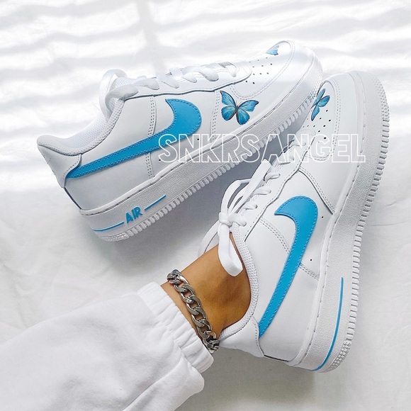 Nike Shoes - Nike custom air force 1 low blue butterfly